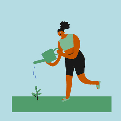 Watering garden plant illustration illustration