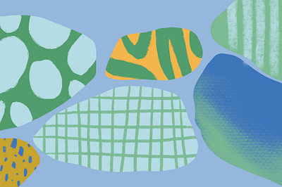 Blue, Yellow, and Green Pebble Pattern illustration