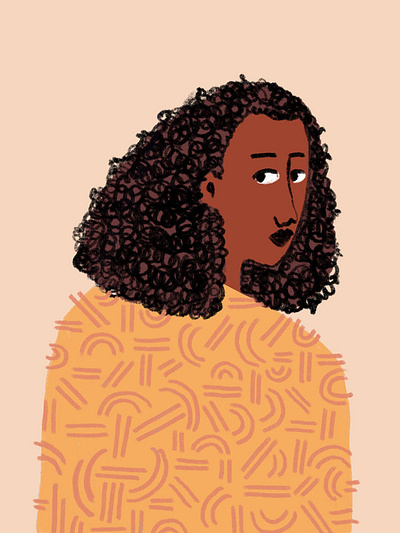 Woman illustration in patterned sweater: Yellow and orange illustration