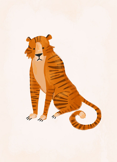 Slightly Mopey Tiger Illustration illustration