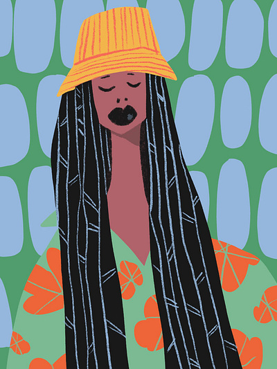 African American Woman in bucket hat illustration illustration