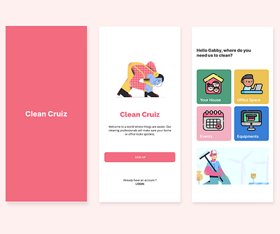 Clean Cruiz Mobile App UI app branding graphic design ui ux vector