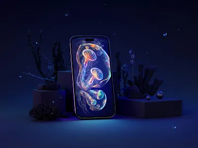 Aqua Jam - Iphone Pro Mockup Banner 3d aqua blender blue iphone mockup pro underwater water