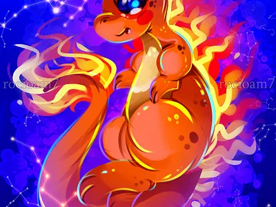 Charmander - Pokemon Fanart character character design digital art digitalart fanart fantasy illustration rocioam7