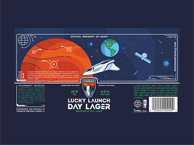 Lucky Launch Day Lager astronaut branding design earth exploration graphic design icon icon set illustration logo mars nasa outerspace planets rocket solar sistem space city space x stars vector