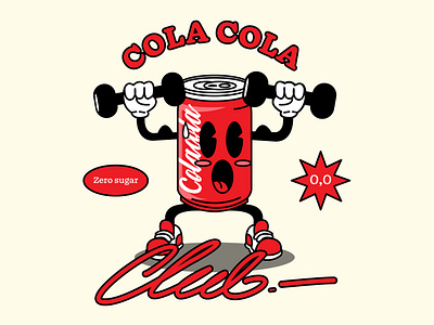 Cola Cola Club Illustration cartoon cola design fitness flat graphic design gym illustration vector vintage