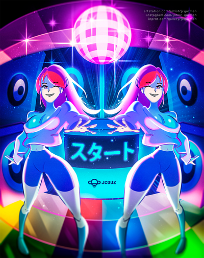 Disco Girls 80s anime antro bar characters city pop colors dancing design disco illustration manga night original pop vintage