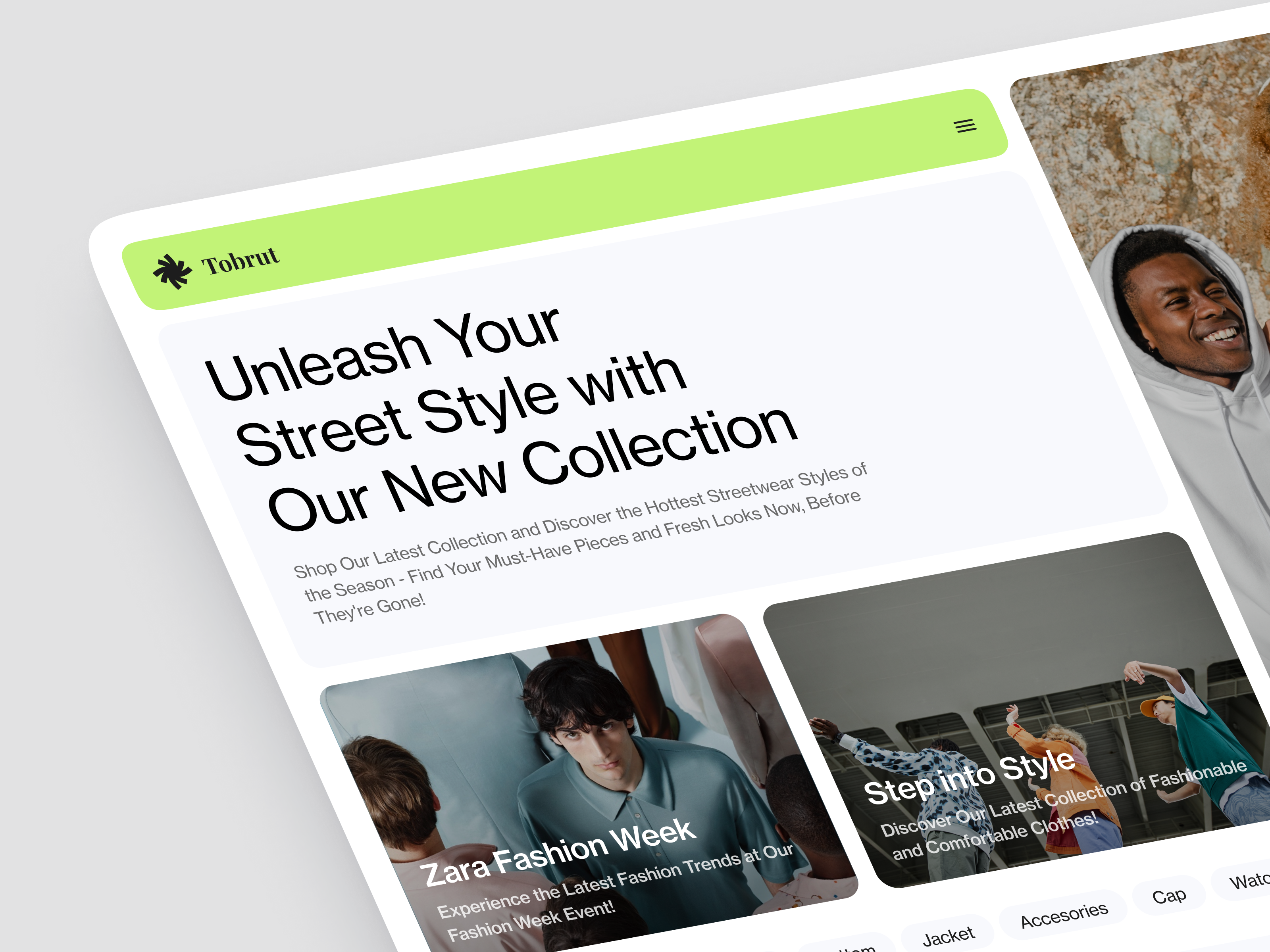 Tobrut - Streetwear Market Place apparel clean cloth clothing design ecommerce fashion landing page marketplace online store shopping streetwear trend ui ui design uiux ux web web design website