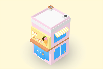 3D ice cream shop 3d cute graphic design illustration