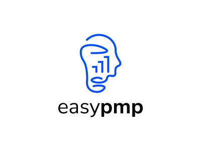 easypmp logo academy arrow brain branding design e e logo earn easy face flat gain icon illustrator lamp logo logo icon man minimal pmp