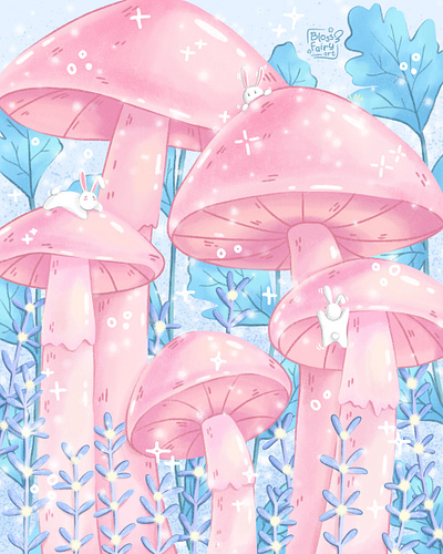 Forest Mushroom digital illustration graphic design illustration