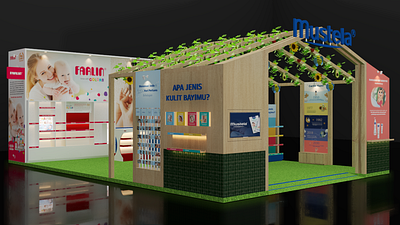Exhibition Booth Design for Mustela x Farlin babies product booth design expo farlin interior mustela