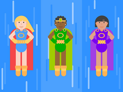 Superheroines character design digital art flat design graphic design illustration 2d vector illustration