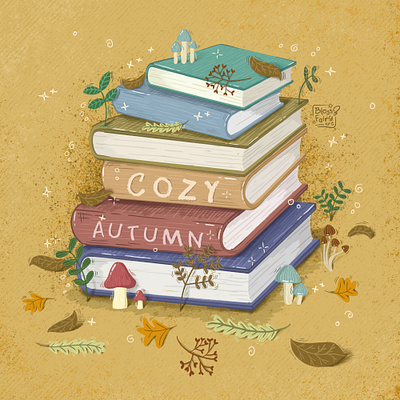 Autumn Books digital illustration graphic design illustration