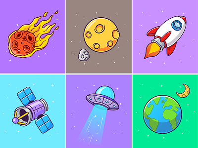 Space Things🚀🛰️🌕🌏 alien astronaut astronomy cute earth galaxy icon illustration logo meteor moon planet rocket satellite sky space star technology ufo universe
