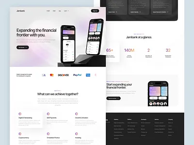 Jambank - Banking Landing Page Animation animation app banking branding card clean crypto finance fintech graphic design landing page management minimalist money motion graphics payment ui uiux web website