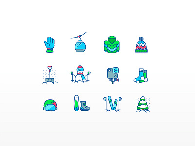 Winter sports line icons app branding clean design flat graphic design icon illustration illustrator line art logo logo design minimal mobile ui vector web website