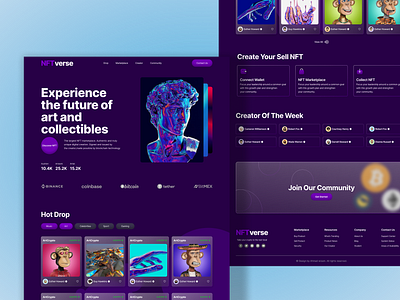 NFTverse Landing page apps design bitcoin business business web design landing page nft nft marketplace ui uiux design ux web design web page website website design