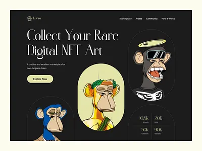 NFT Marketplace Website Design 💎 binance bitcoin blockchain crypto cryptoart cryptocurrency ethereum landing page nft nft app nft marketplace nft web nft website nftwebsite token ui design ui ux web design web3 website
