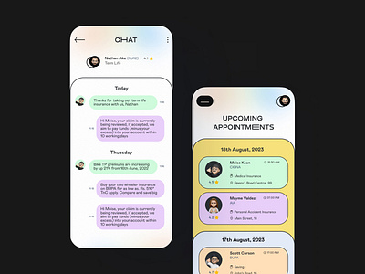Companion — Insurance Agent Finder (App) agent finder app cards chat clean concept design forms insurance insurance app interface minimalistic mobile mobile app ui