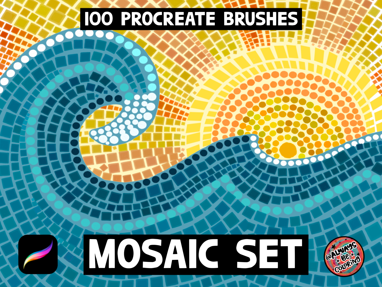 Procreate Mosaic Brush Set by AlwaysBeColoring by Amy Frierson on Dribbble