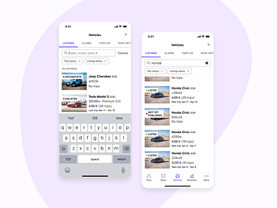 Vehicle listing search bar and filters design filters search ux