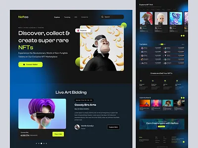 NFT Website Design binance bitcoin blockchain creative cryptoart cryptocurrency defi ethereum marketplace metamask metaverse minimal nft nft marketplace nftart token ui uidesign web design web3.0