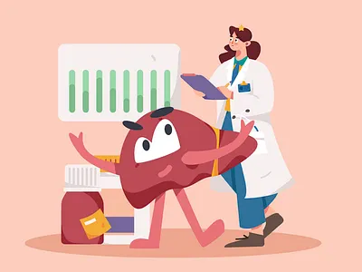 Doctor conducts liver disease test people