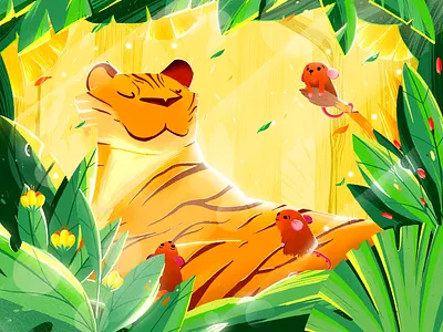 Tiger Illustration agency animal animal illustration clean colors design graphic design illustration illustration art jungle nature sketch tiger