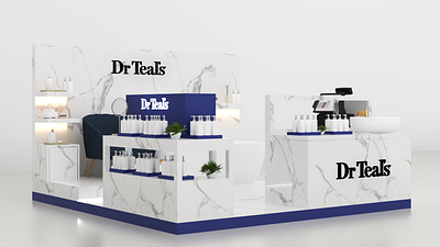 Kiosk Booth Design for Dr Teal's booth branding design dr teals exhibition interior kiosk