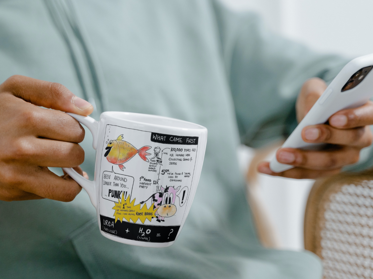 Cows steal the Fish innovation cartoon doodle illustration marketing