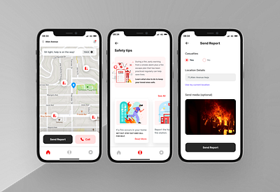 A Fire Emergency Reporting APP app application clean design emergency app mobile safety tips tracking app