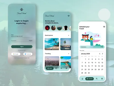 TravelMonk - explore new places animation branding design illustration ui ux