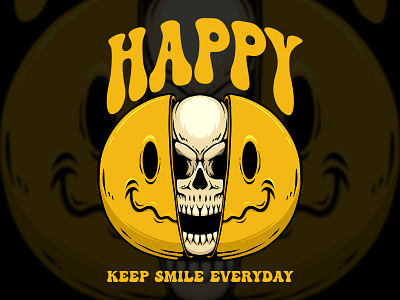 "Happy" Illustration For Tshirt Design artwork brand design digital drawing graphic design illustration merch tattoo tee tshirt tshirt design vector