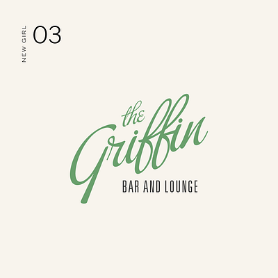 The Griffin from New Girl – Reimagining TV Show Logos bar bar and lounge logo bar logo branding design flat graphic design icon illustration logo logo design lounge lounge logo minimal new girl sitcom tv show logo typography vector
