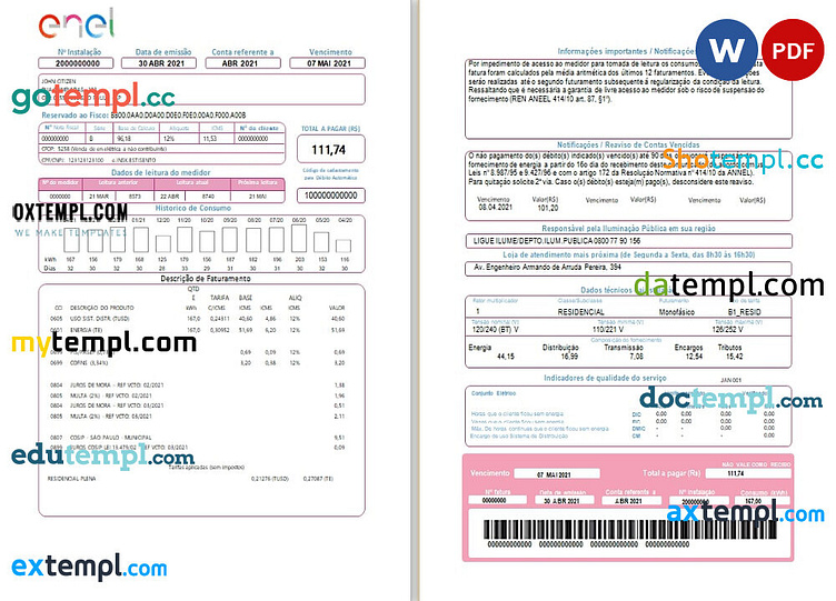 Utility Bill Template - PDF Templates