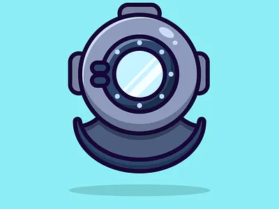 Diving Helmet Cute Icon Illustration branding design graphic design icon illustration logo typography ui ux vector