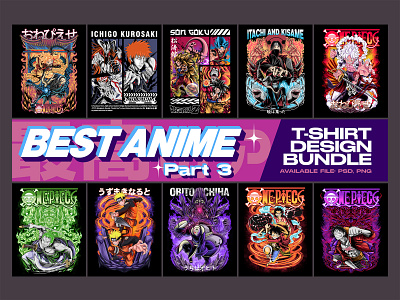 Best Anime T-shirt Design Bundle part 3 manga bundle