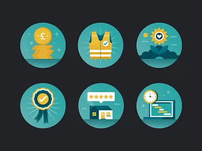 Safety first! award construction flower house icon icon set industry laptop money safety