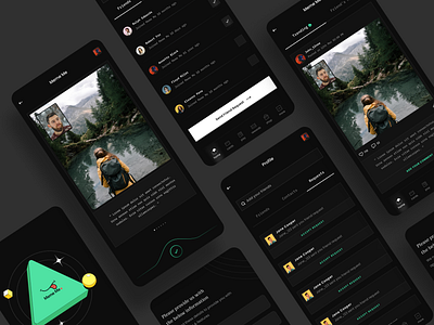 Meme Sharing App - UI Design bereal redesign college social media dark modern ui dark ui graphic design meme app meme sharing minimal modern neo pop reels redesign social media dark ui ux video sharing app