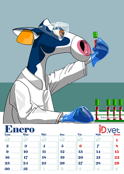 Animal health laboratory illustrations for calendar. adobe illustrator animal animal health branding cow digital art digital illustrator goat horse laboratory