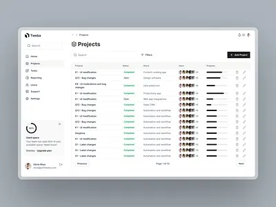 Table User Interface - List View dashboard dashboard ui dashboard user interface saas sidebar table ui table user interface table view ui ui design uiux web app