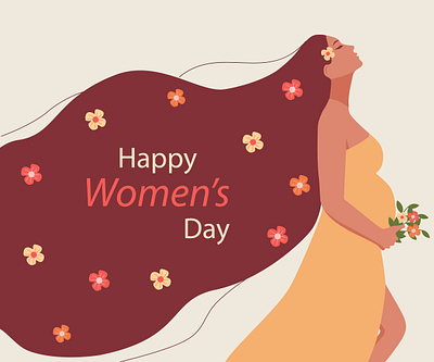 Happy Women's Day design girl graphic design illustration march 8 postcard pregnant vector women