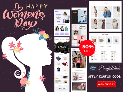 Women's day sale - GET 50% OFF big discount digital marketing e commerce templates womens day sale