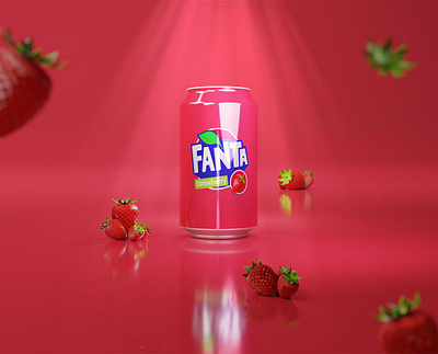 Fanta Strawberry 3d art blender branding graphic graphic design تبلیغات طراحی