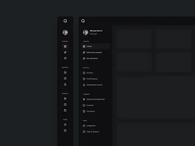 Dashboard sidebar dark theam dashboard delivery design habitat interface navigation shipper sidebar ui webapp