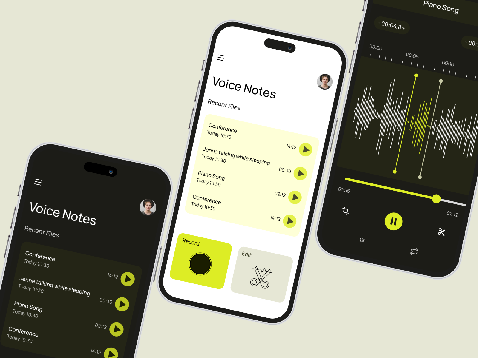 Audio recorder and editing app app app design apple audio editing figma ios material minimal design mobile ui voice