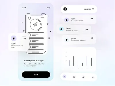 Subscription statistics app app crypto dashboard design statistic subscribe ui