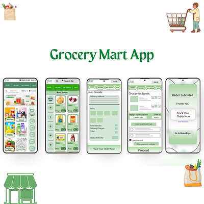 Grocery Mart App Design app branding design gorcery mart griocery app interaction design ui ux design visual design