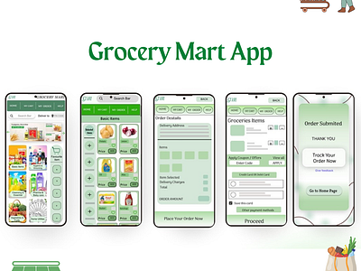 Grocery Mart App Design app branding design gorcery mart griocery app interaction design ui ux design visual design